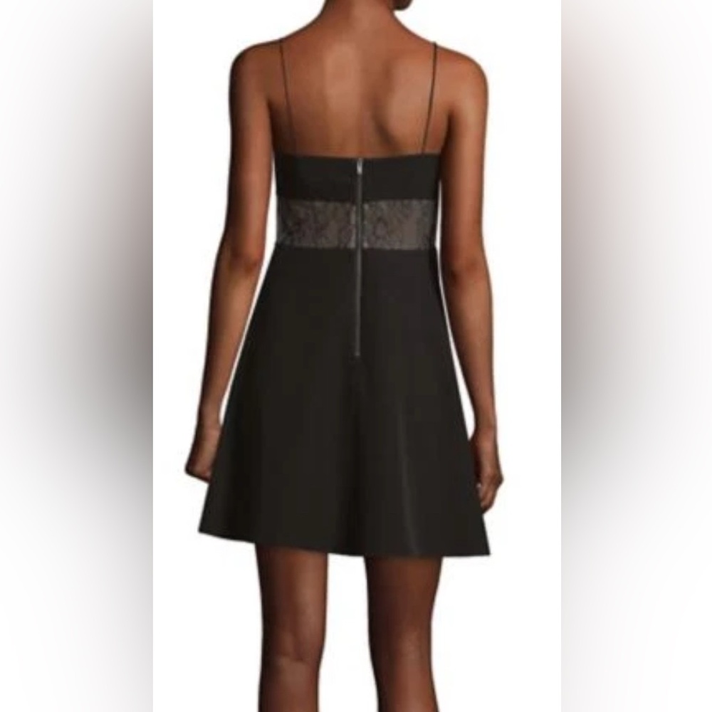 NWT Aidan by Aidan Mattox Black Crepe and Lace Dress - Picture 2 of 8